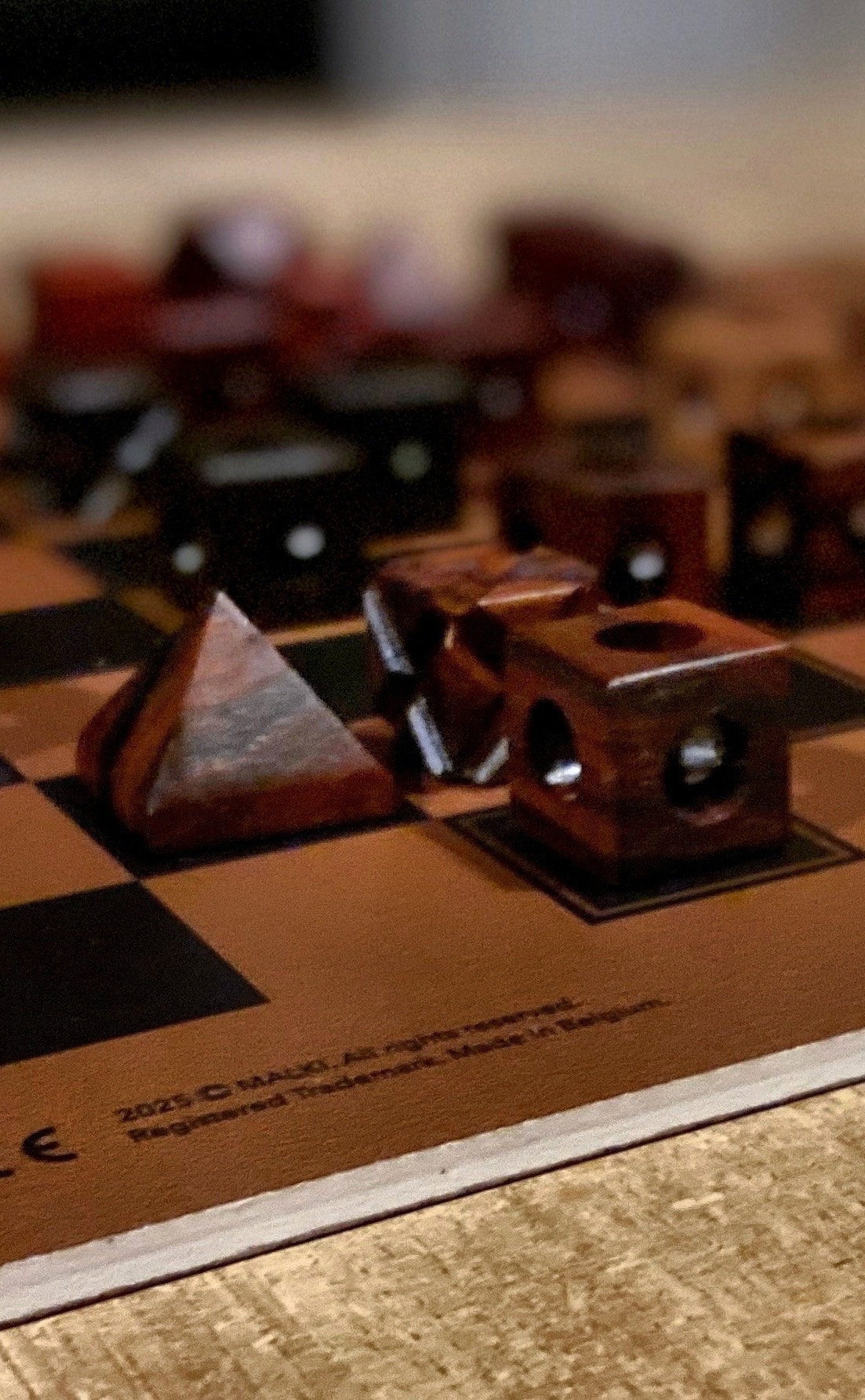 Close-up of Malki wooden pieces